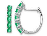 1.65 Carat (ctw) Green Emerald Oval Hoop Earrings in Sterling Silver