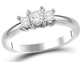 1/2 Carat (ctw I-J, I1) Princess Cut Diamond Three Stone Princess-Cut Anniversary Engagement Ring 14K White Gold