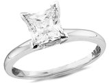 14K White Gold Princess Cut 3/4 Carat (ctw Color J-K Clarity I2) Diamond Solitaire Engagement Ring
