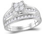 1.00 Carat (Color I-J, I2) Princess Cut Diamond Engagement Ring Wedding Set in 14K White Gold