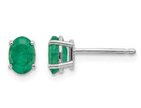 Oval Green Emerald Earrings 1/2 Carat (ctw) in 14K White Gold