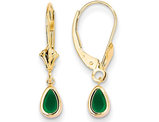 1.00 Carat (ctw) Emerald Leverback Drop Earrings in 14K Yellow Gold