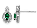 Lab-Created Green Emerald Post Earrings 2/5 Carat (ctw) in Sterling Silver