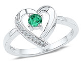 Lab-Created Emerald Heart Promise Ring 1/4 Carat (ctw) in Sterling Silver