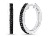 1/10 Carat (ctw Clarity I2-I3) Black Diamond Hoop Earrings 10K White Gold