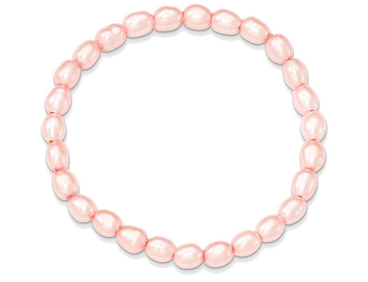 4-4.5mm Pink Rice Shaped Freshwater Cultured Pearl Stretch Bracelet
