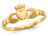 14K Yellow Gold Polished Ladies Claddagh Ring