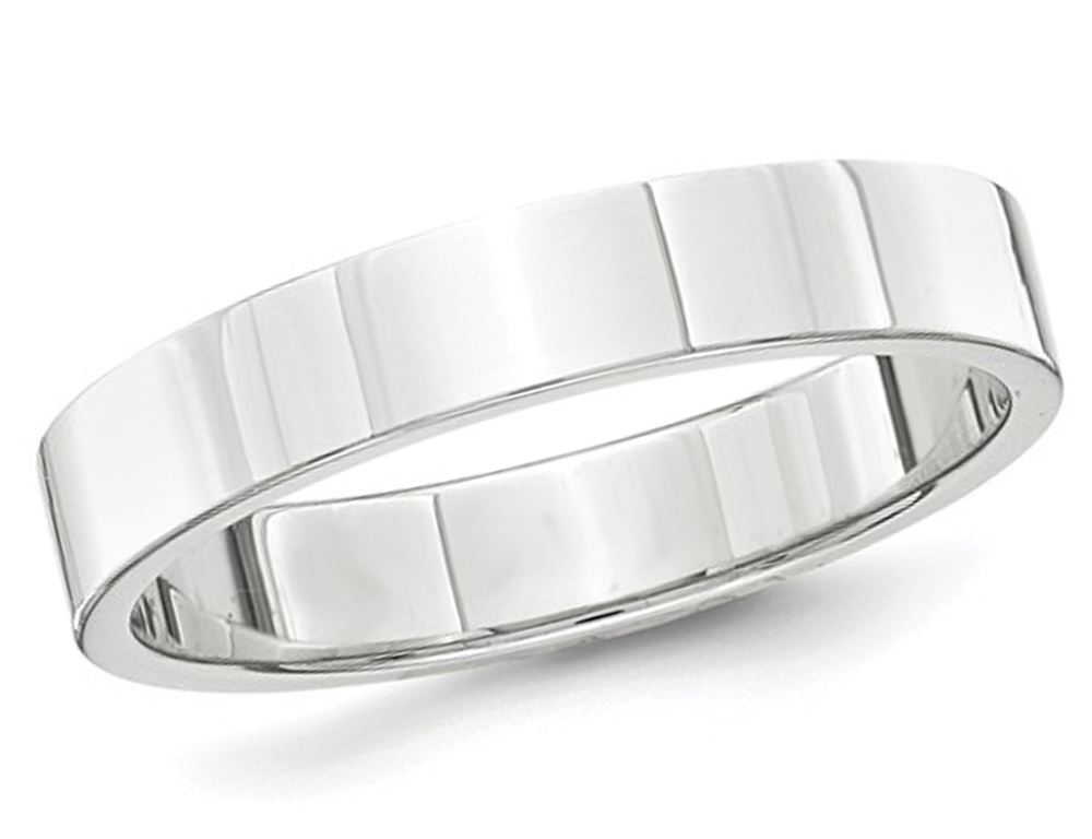 Herren Platin 4 mm flacher Hochzeitsbandring - Bild 1 von 5