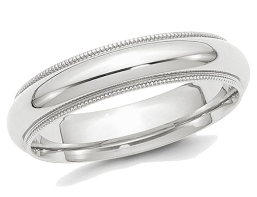 Ladies or Men's Platinum Wedding Band Ring 5mm Comfort Fit Milgrain