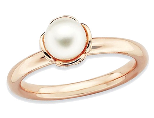 Freshwater Cultured Pearl Ring in Rose Pink Plated Sterling Silver