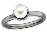 Freshwater Cultured Pearl Ring in Ruthenium Black Plated Sterling Silver