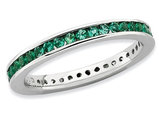 1/2 Carat (ctw) Lab-Created Emerald Band Ring in Sterling Silver