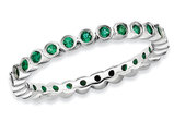 Created Green Emerald Eternity Ring 2/5 Carat (ctw) in Sterling Silver