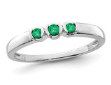 1/10 Carat (ctw) Three-Stone Emerald Ring in Sterling Silver