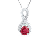 1.75 Carat (ctw) Lab Created Ruby Infinity Drop Pendant Necklace in Sterling Silver with Chain