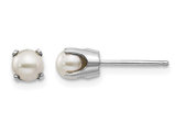 14K White Gold Freshwater Cultured White Pearl 4mm Solitaire Stud Earrings