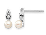 14K White Gold Freshwater Cultured White Pearl 4mm Stud Earrings