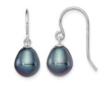 Black Freshwater Cultured Pearl 8-9mm Dangle Earrings in Sterling Silver