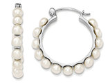 White Freshwater Cultured 4-5mm Pearl Hoop Earrings in Sterling Silver