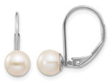 14K White Gold Freshwater Cultured Pearl Leverback Earrings