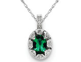 Lab-Created Emerald Pendant Necklace in Polished Sterling Silver with Chain