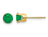 Natural Green Solitaire Stud Emerald Earrings 1.00 Carat (ctw) in 14K Yellow Gold