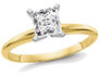 9/10 Carat (ctw 1.00 Ct. Look) Princess Cut Synthetic Moissanite Solitaire Engagement Ring 14K Yellow Gold