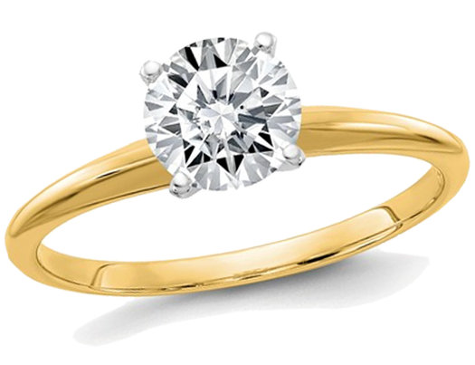1.0 Carat (1.10 Ct.look) Synthetic Moissanite Solitaire Engagement Ring in 14K Yellow Gold 