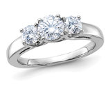 1.00 Carat (ctw E-F) Synthetic Moissanite Three-Stone Anniversary Engagement Ring in 14K White Gold