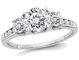 1.50 Carat (ctw 1.55 Ct. Look) Synthetic Moissanite Anniversary Engagement Ring in 14K White Gold 