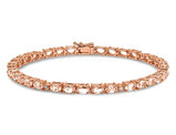 Rose Gold Plated Sterling Silver 6.35 Carat (ctw) Morganite Bracelet with Synthetic White Sapphires