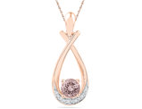 10K Rose Pink Gold 3/8 Carat (ctw) Lab Created Morganite Drop Pendant Necklace with Accent Diamonds and Chain