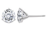Synthetic Moissanite 3-Prong Martini Round Solitaire Earrings 2.90 Carat (ctw) 7.5mm in 14K White Gold (3.0 Ct. Diamond Look)