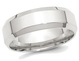 Men's Sterling Silver 7mm Bevel Edge Wedding Band Ring