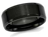 Men's Black Plated Stainless Steel 8mm Beveled Edge Wedding Band