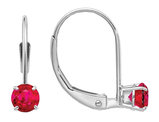 Natural Red Ruby 3/4 Carat (ctw) Leverback Earrings in 14K White Gold