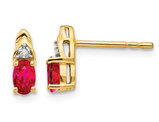 Natural Red Ruby 1/2 Carat (ctw) Stud Earrings in 14K Yellow Gold with Accent Diamonds