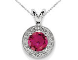Lab Created Ruby 6mm Solitaire Pendant Necklace in Sterling Silver with Chain