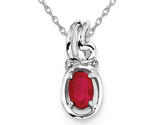 Natural Red Ruby 2/3 Carat (ctw) Drop Pendant Necklace in Sterling Silver with Chain