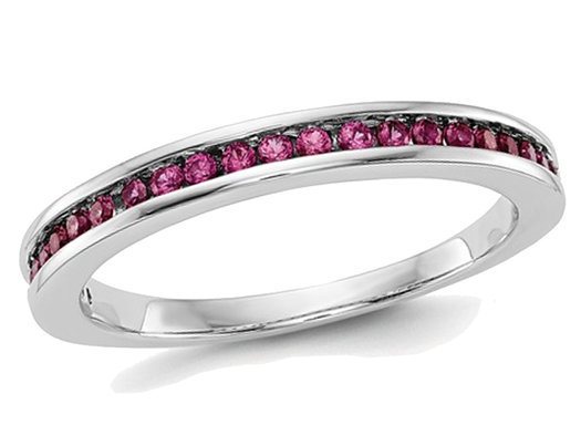 1/3 Carat (ctw) Ruby Semi-Eternity Band Ring in 14K White Gold