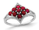 1.35 Carat (ctw) Ruby Cluster Ring in Sterling Silver
