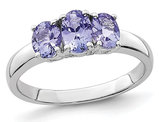 1.15 Carat (ctw) Three Stone Tanzanite Ring in Sterling Silver