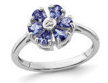 Flower Tanzanite Ring 4/5 Carat (ctw) in Sterling Silver