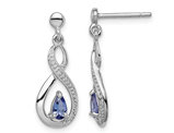 2/5 Carat (ctw) Tanzanite Infinity Drop Earrings in Sterling Silver