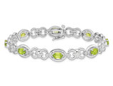 Green Peridot Link Bracelet 4.00 Carat (ctw) in Sterling Silver