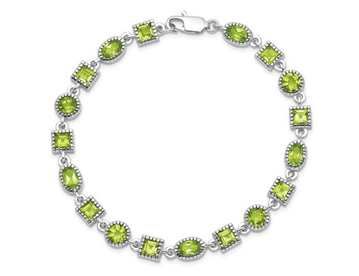 Natural Green Peridot Bracelet 7.20 Carat (ctw) in Sterling Silver