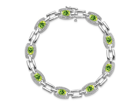2.00 Carat (ctw) Natural Green Peridot Infinity Bracelet in Sterling Silver