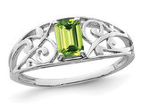 1/2 Carat (ctw) Emerald-Cut Peridot Ring in Sterling Silver