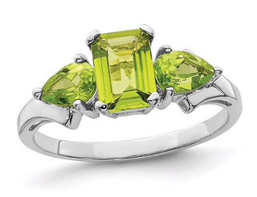 0.95 Carat (ctw) Green Peridot Ring in Sterling Silver