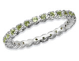 Natural Green Peridot 1/2 Carat (ctw) Eternity Band Ring in Sterling Silver
